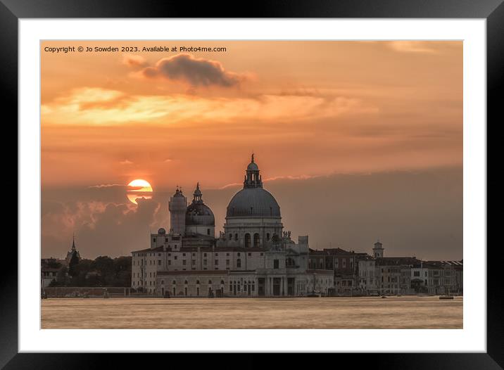 Venice Sunset Framed Mounted Print by Jo Sowden