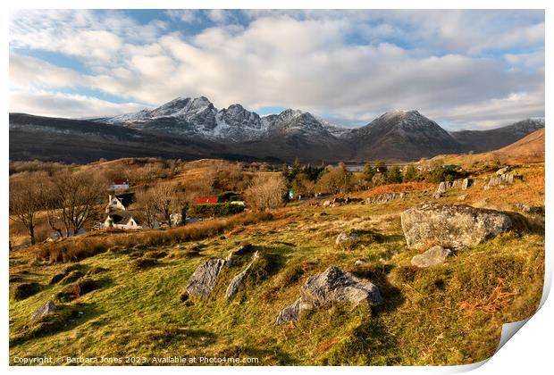 Torrin and Blaven Winter Scene Isle of Skye   Print by Barbara Jones