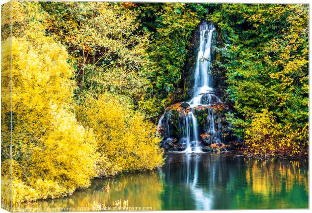 Autumnal Waterfall Splendour Canvas Print by Steve Grundy