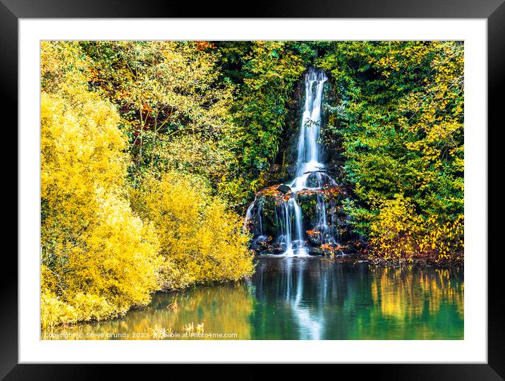 Autumnal Waterfall Splendour Framed Mounted Print by Steve Grundy