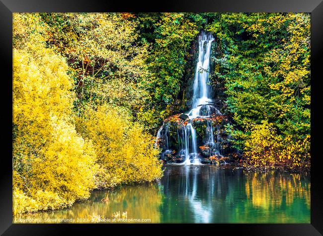 Autumnal Waterfall Splendour Framed Print by Steve Grundy