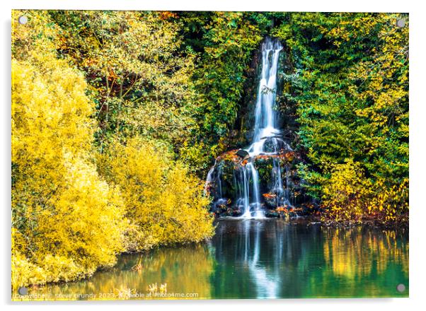 Autumnal Waterfall Splendour Acrylic by Steve Grundy