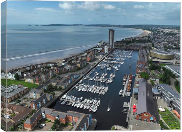 Swansea Marina and Swansea Bay Canvas Print by Leighton Collins