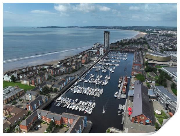Swansea Marina and Swansea Bay Print by Leighton Collins