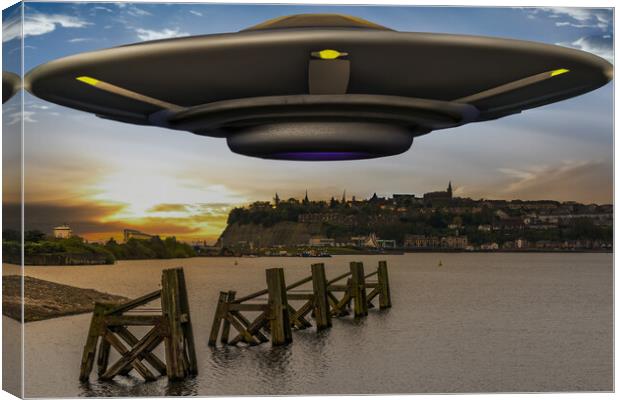 Extraterrestrial Encounter at Cardiff Bay Canvas Print by Steve Purnell
