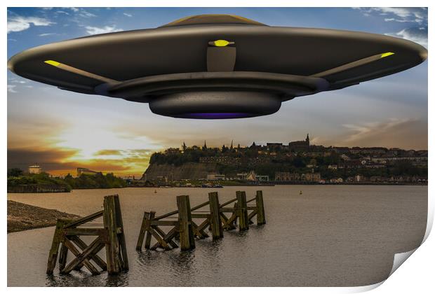 Extraterrestrial Encounter at Cardiff Bay Print by Steve Purnell