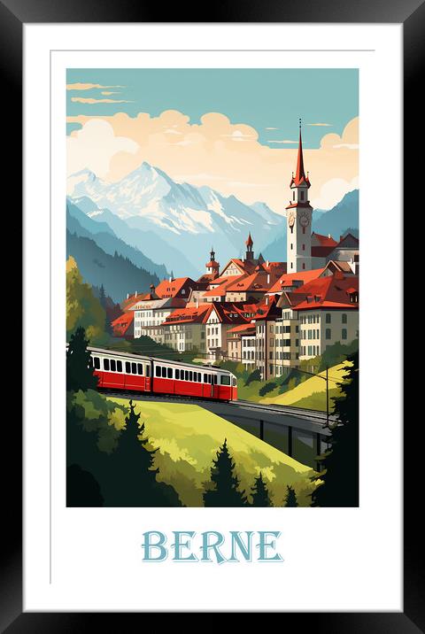 Berne Travel Poster Framed Mounted Print by Steve Smith