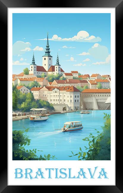 Bratislava Travel Poster Framed Print by Steve Smith
