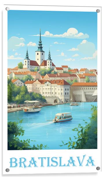 Bratislava Travel Poster Acrylic by Steve Smith