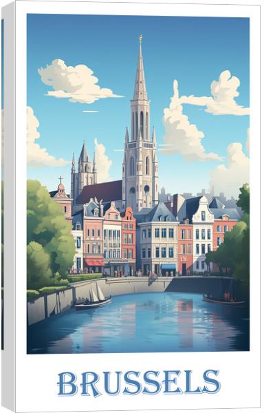 Brussels Travel Poster Canvas Print by Steve Smith