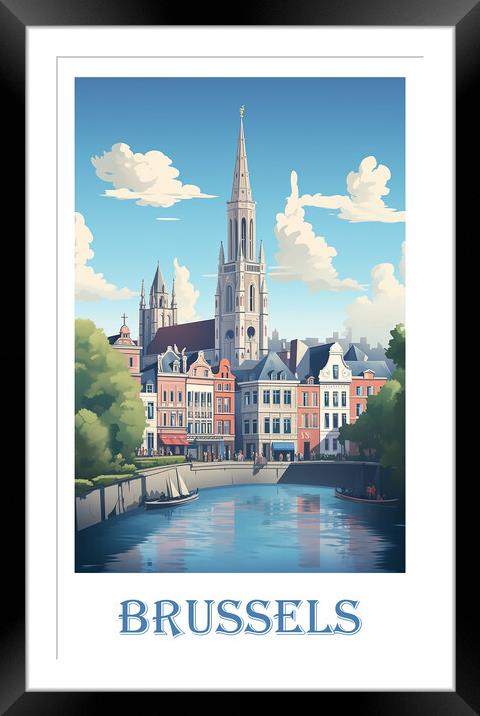 Brussels Travel Poster Framed Mounted Print by Steve Smith