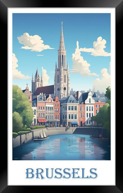 Brussels Travel Poster Framed Print by Steve Smith