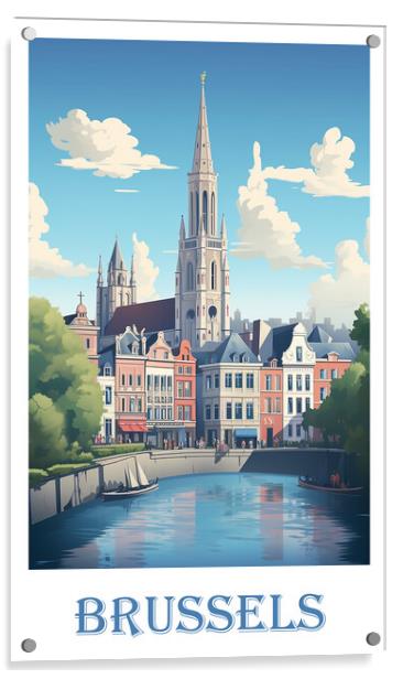 Brussels Travel Poster Acrylic by Steve Smith