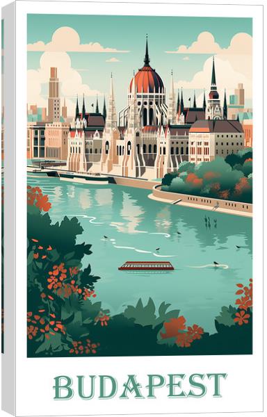 Budapest Travel Poster Canvas Print by Steve Smith