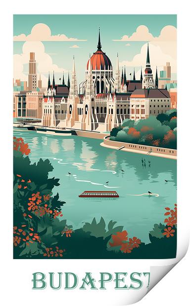 Budapest Travel Poster Print by Steve Smith