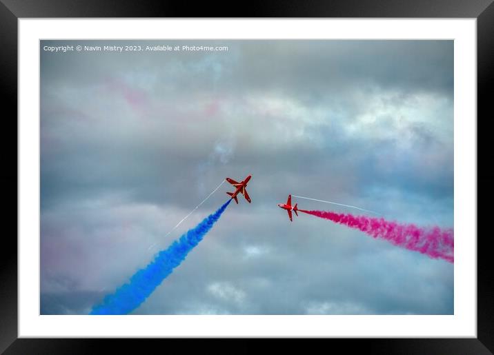 Red Arrows Crossing  Manoeuvre RAF Leuchars 2011 Framed Mounted Print by Navin Mistry