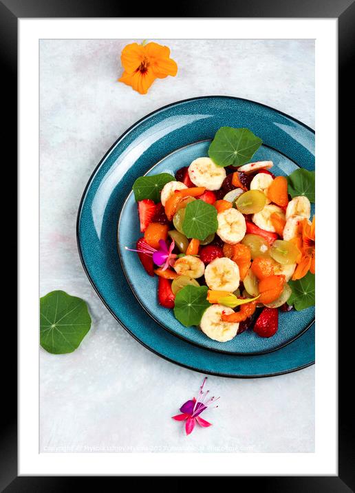Tasty fruit salad with nasturtium. Framed Mounted Print by Mykola Lunov Mykola