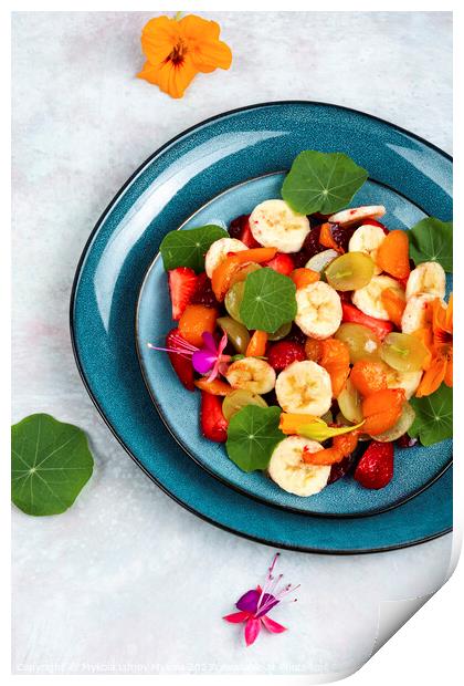 Tasty fruit salad with nasturtium. Print by Mykola Lunov Mykola