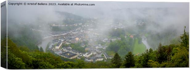 High angle viewpoint on the city of Bouillon in the Ardennes, Wallonia, Belgium Canvas Print by Kristof Bellens