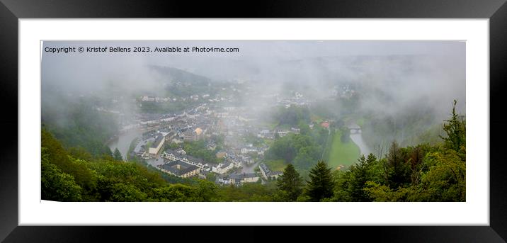 High angle viewpoint on the city of Bouillon in the Ardennes, Wallonia, Belgium Framed Mounted Print by Kristof Bellens