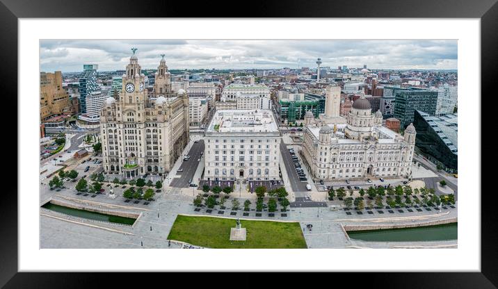 Liverpool Three Graces  Framed Mounted Print by Apollo Aerial Photography