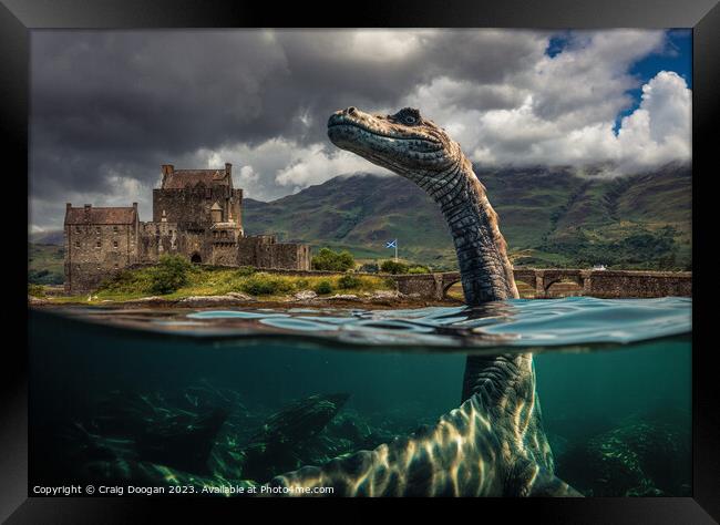 The Loch Ness Monster visits Eilean Donan Castle Framed Print by Craig Doogan