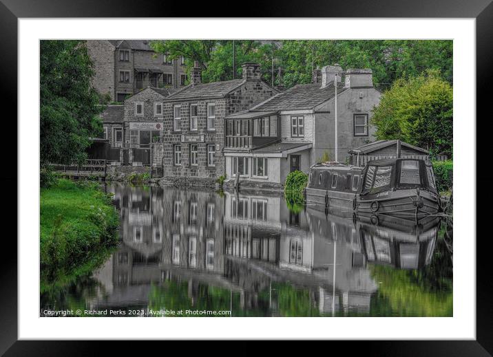 Peaceful Sunday on the canal -Rodley Leeds Framed Mounted Print by Richard Perks