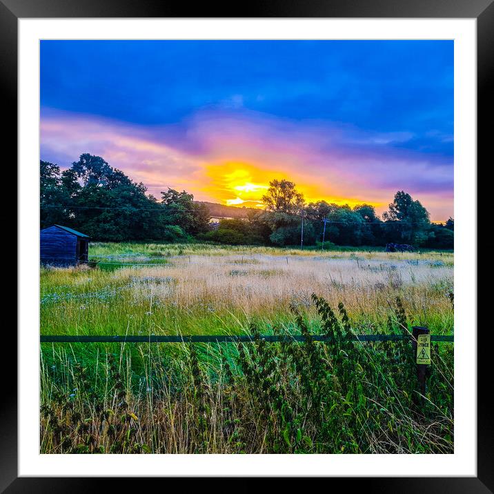 Emerald Pasture Under a Cloud-Flecked Sky Framed Mounted Print by Simon Hill