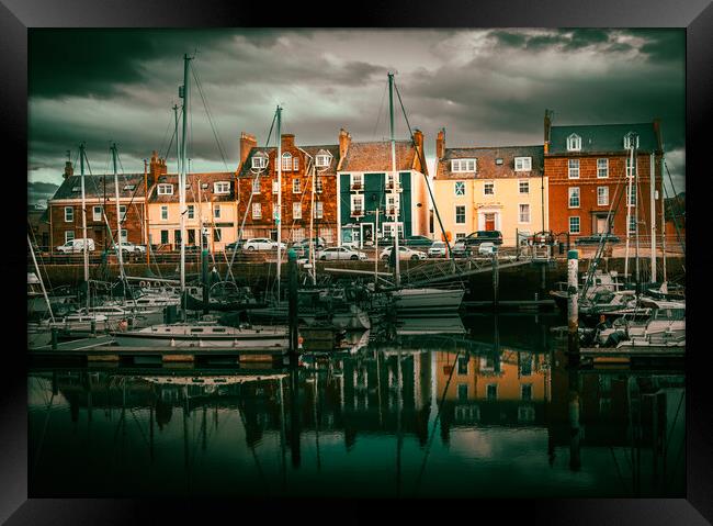 Colourful Houses at Arbroath Harbour Framed Print by DAVID FRANCIS