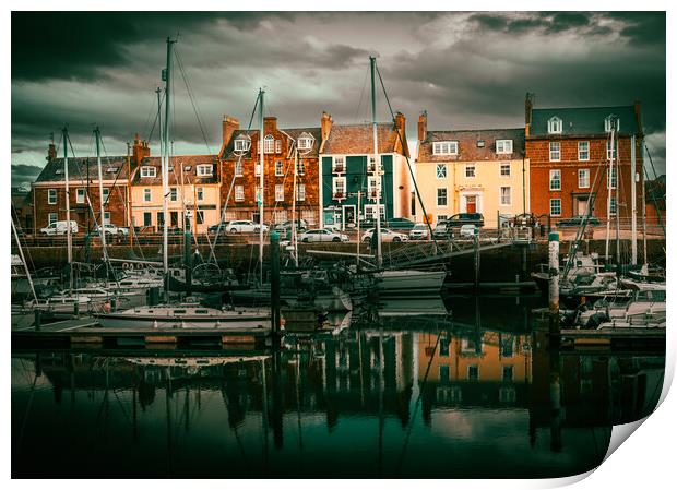 Colourful Houses at Arbroath Harbour Print by DAVID FRANCIS