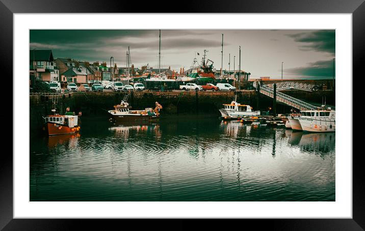 Fishing Boats in Arbroath Harbour Scotland Framed Mounted Print by DAVID FRANCIS