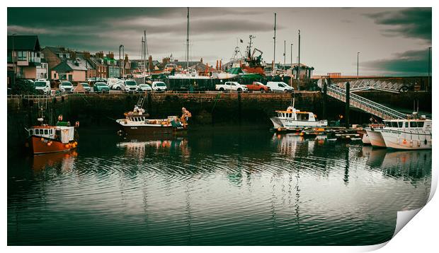 Fishing Boats in Arbroath Harbour Scotland Print by DAVID FRANCIS