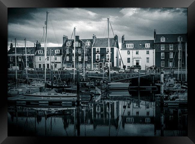 Yatchs in Arbroath Harbour Scotland Mono Framed Print by DAVID FRANCIS