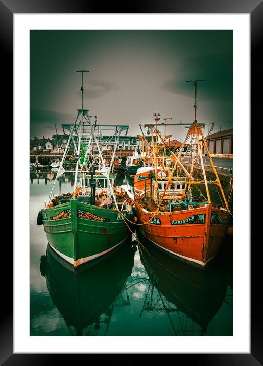 Fishing Boats in Arbroath Harbour Scotland. Framed Mounted Print by DAVID FRANCIS