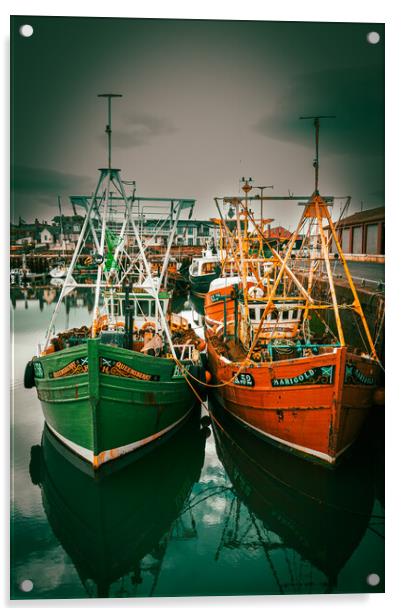 Fishing Boats in Arbroath Harbour Scotland. Acrylic by DAVID FRANCIS
