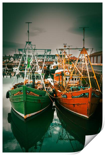 Fishing Boats in Arbroath Harbour Scotland. Print by DAVID FRANCIS