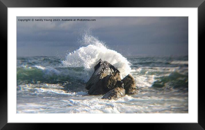 Outdoor ocean, beach, Tarlair MacDuff Framed Mounted Print by Sandy Young