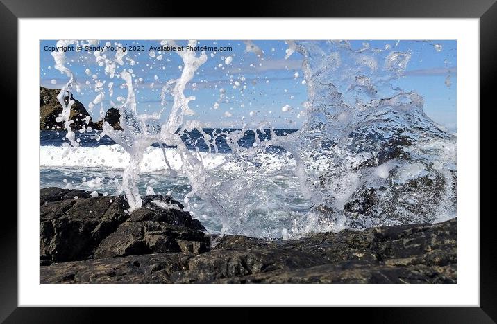 Waves at Tarlair MacDuff Scotland Framed Mounted Print by Sandy Young