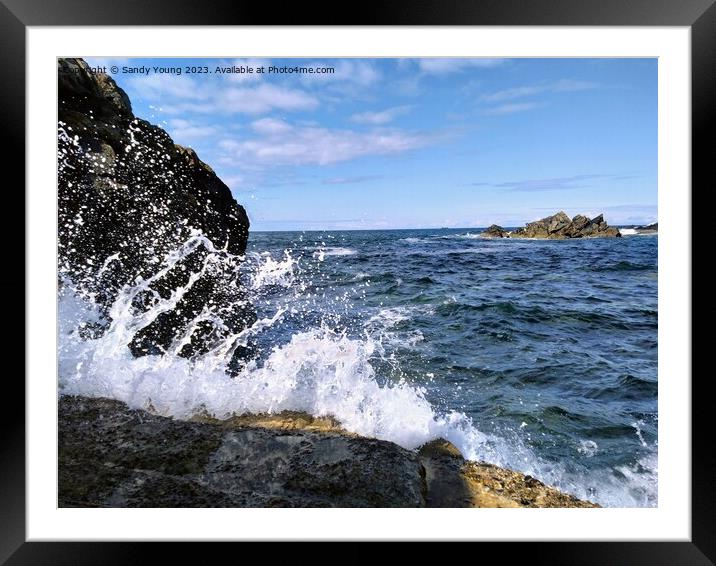 Scottish Coastline's Dancing Waves Framed Mounted Print by Sandy Young