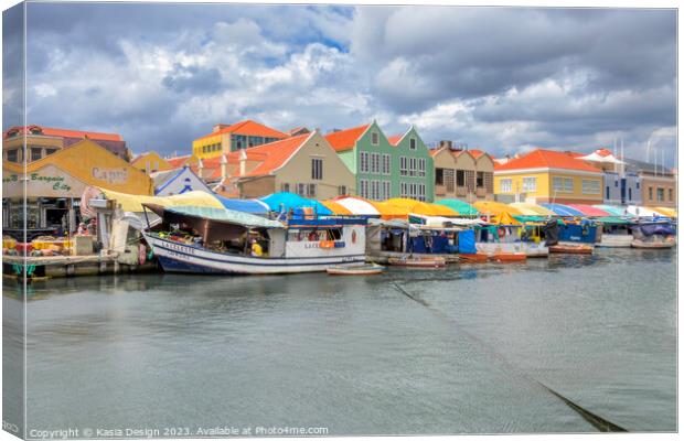 Picturesque Willemstad Floating Market Canvas Print by Kasia Design