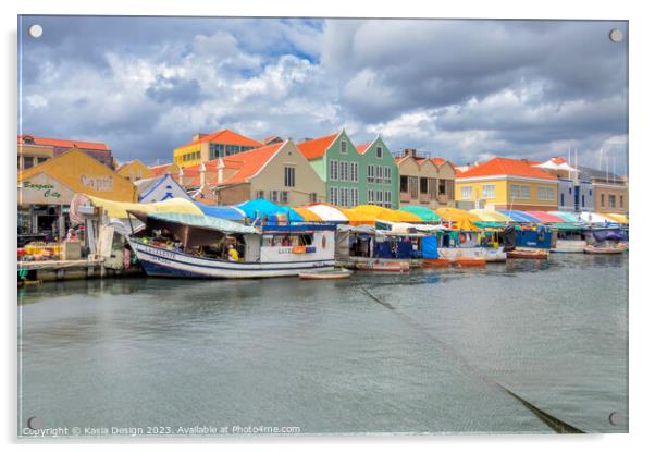 Picturesque Willemstad Floating Market Acrylic by Kasia Design