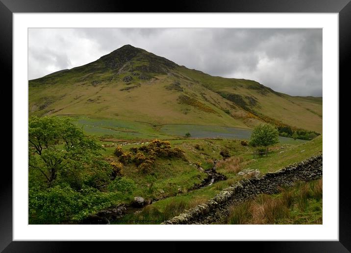 View over the beck in Rannerdale Valley towards Wh Framed Mounted Print by Peter Wiseman