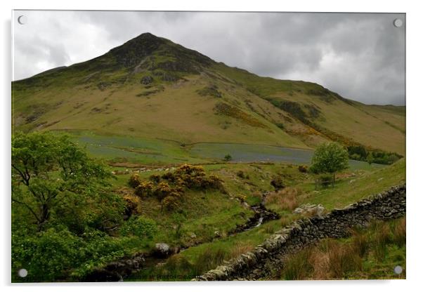 View over the beck in Rannerdale Valley towards Wh Acrylic by Peter Wiseman