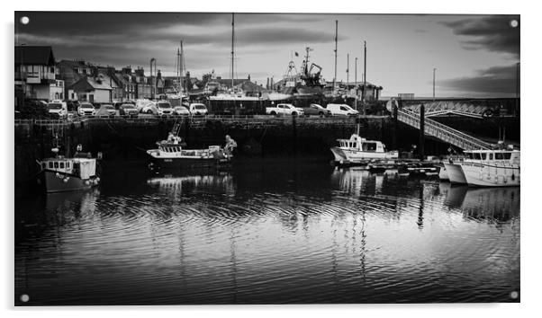 Fishing Boats in Arbroath Harbour Mono Acrylic by DAVID FRANCIS