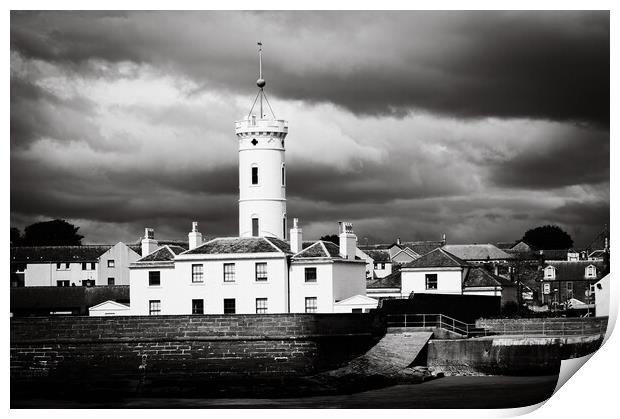 The Spectacular Signal Tower in Arbroath Mono Print by DAVID FRANCIS