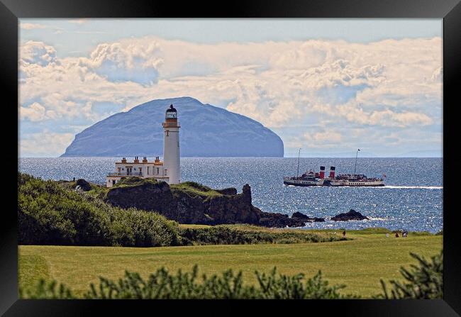 PS Waverley passing Turnberry lighthouse and Ailsa Framed Print by Allan Durward Photography