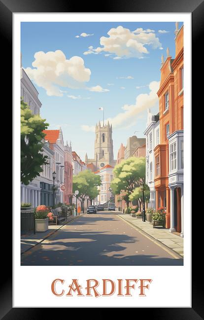 Cardiff Travel Poster Framed Print by Steve Smith