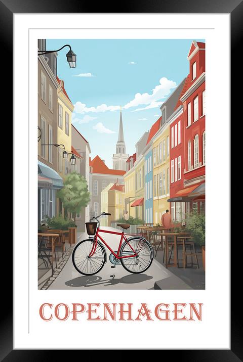 Copenhagen Travel Poster Framed Mounted Print by Steve Smith
