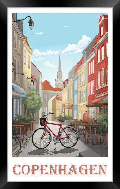 Copenhagen Travel Poster Framed Print by Steve Smith