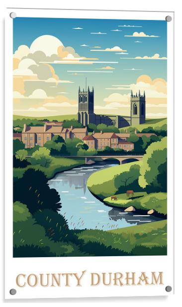County Durham Travel Poster Acrylic by Steve Smith